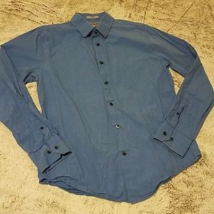 Express Fitted button down pin striped shirt